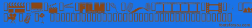 フォントWmdrama1 – 茶色の文字が青い背景にあります。