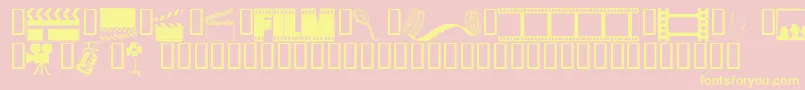 Wmdrama1-fontti – keltaiset fontit vaaleanpunaisella taustalla
