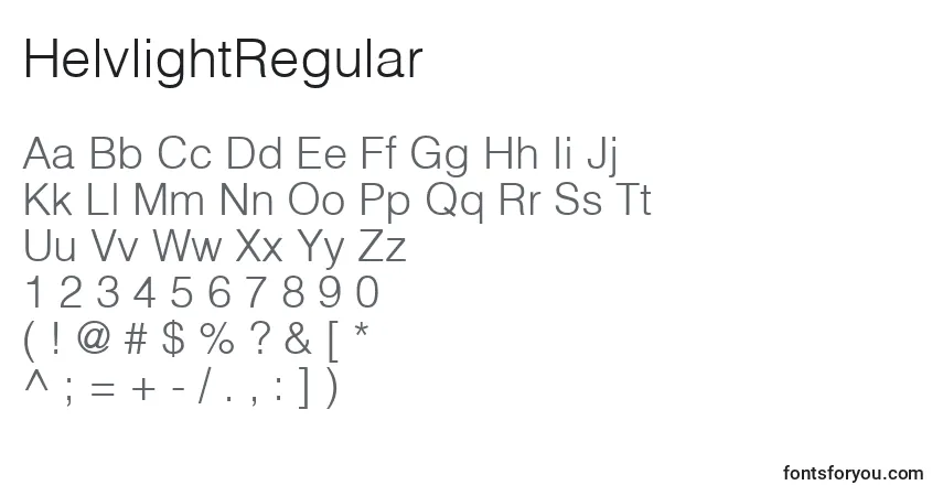Шрифт HelvlightRegular – алфавит, цифры, специальные символы