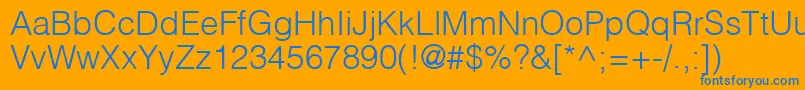 HelvlightRegular-Schriftart – Blaue Schriften auf orangefarbenem Hintergrund