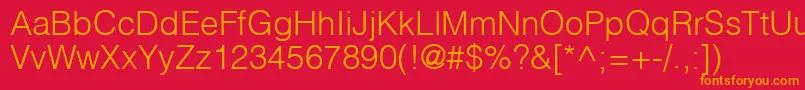 HelvlightRegular Font – Orange Fonts on Red Background
