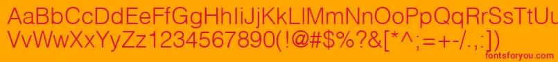 フォントHelvlightRegular – オレンジの背景に赤い文字