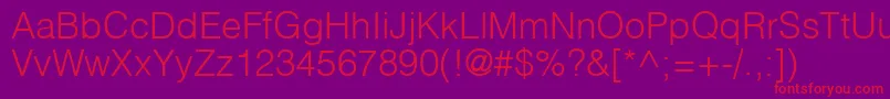 フォントHelvlightRegular – 紫の背景に赤い文字