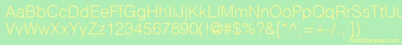 HelvlightRegular Font – Yellow Fonts on Green Background