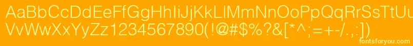 HelvlightRegular Font – Yellow Fonts on Orange Background