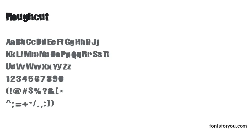 Schriftart Roughcut – Alphabet, Zahlen, spezielle Symbole