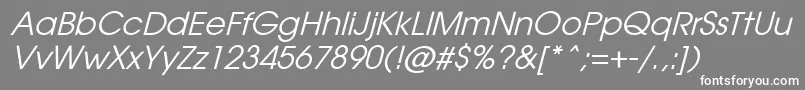 AvantiItalic-fontti – valkoiset fontit harmaalla taustalla