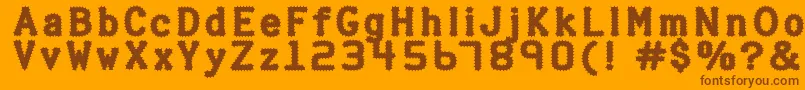 Halterp-Schriftart – Braune Schriften auf orangefarbenem Hintergrund