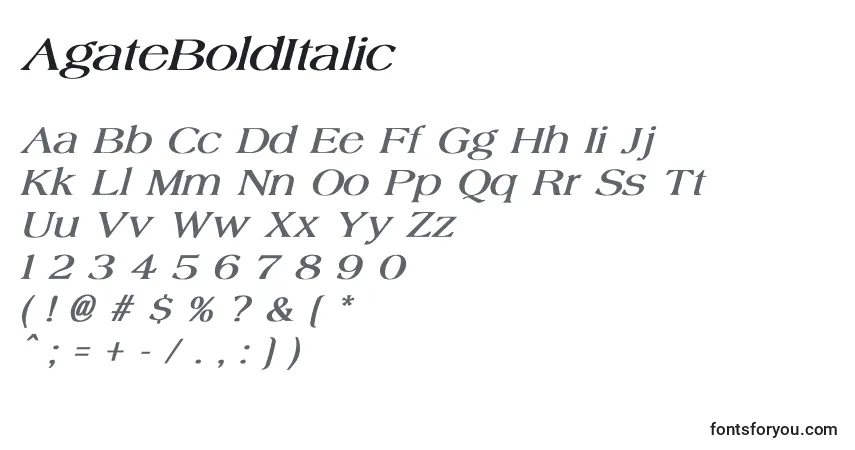 Czcionka AgateBoldItalic – alfabet, cyfry, specjalne znaki