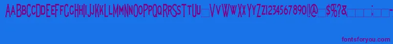Lewishamcondensed-Schriftart – Violette Schriften auf blauem Hintergrund