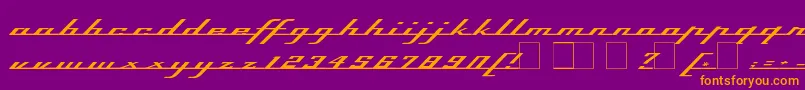 Topspeed-Schriftart – Orangefarbene Schriften auf violettem Hintergrund