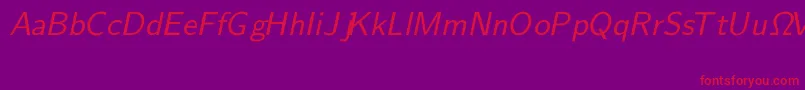 CmSansserifSlanted Font – Red Fonts on Purple Background