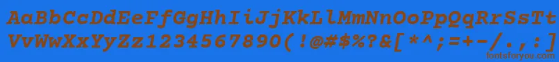 CourierPrimeBoldItalic Font – Brown Fonts on Blue Background