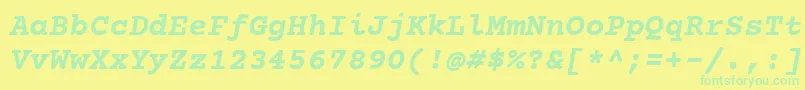 CourierPrimeBoldItalic Font – Green Fonts on Yellow Background