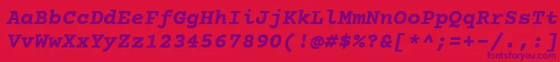 フォントCourierPrimeBoldItalic – 赤い背景に紫のフォント