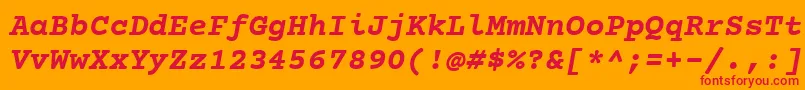 フォントCourierPrimeBoldItalic – オレンジの背景に赤い文字