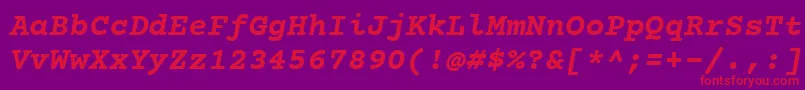 Czcionka CourierPrimeBoldItalic – czerwone czcionki na fioletowym tle