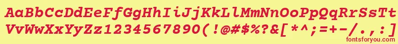 フォントCourierPrimeBoldItalic – 赤い文字の黄色い背景