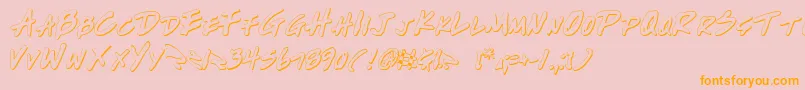 フォントWrite2o – オレンジの文字がピンクの背景にあります。