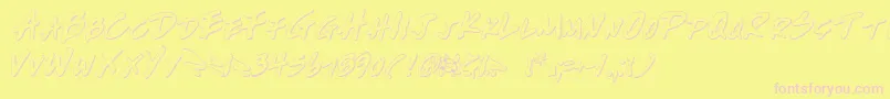 Write2o-fontti – vaaleanpunaiset fontit keltaisella taustalla