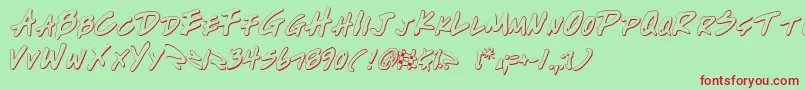フォントWrite2o – 赤い文字の緑の背景