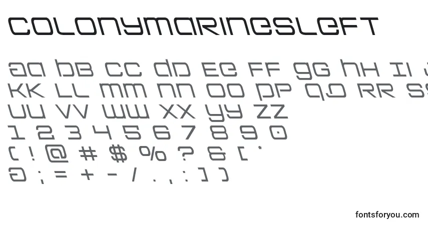 A fonte Colonymarinesleft – alfabeto, números, caracteres especiais