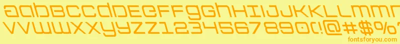 フォントColonymarinesleft – オレンジの文字が黄色の背景にあります。