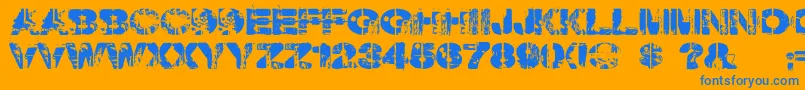Weekendwarrior-Schriftart – Blaue Schriften auf orangefarbenem Hintergrund