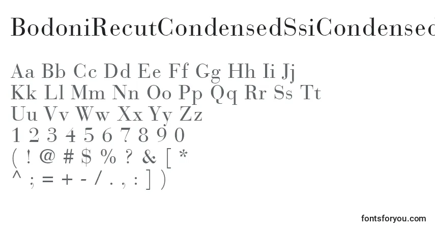 Schriftart BodoniRecutCondensedSsiCondensed – Alphabet, Zahlen, spezielle Symbole