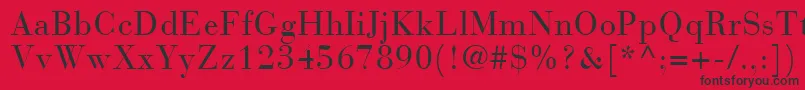BodoniRecutCondensedSsiCondensed-Schriftart – Schwarze Schriften auf rotem Hintergrund