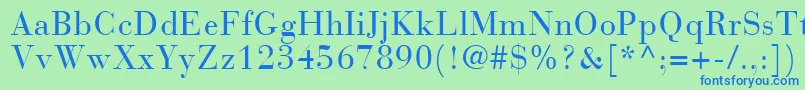 BodoniRecutCondensedSsiCondensed-Schriftart – Blaue Schriften auf grünem Hintergrund