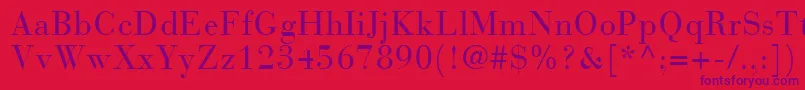 BodoniRecutCondensedSsiCondensed-Schriftart – Violette Schriften auf rotem Hintergrund