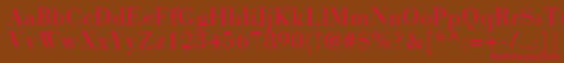 BodoniRecutCondensedSsiCondensed Font – Red Fonts on Brown Background
