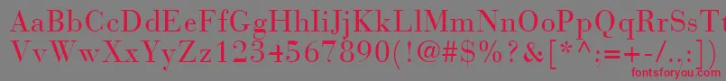 フォントBodoniRecutCondensedSsiCondensed – 赤い文字の灰色の背景