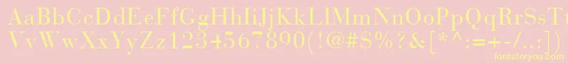 BodoniRecutCondensedSsiCondensed-Schriftart – Gelbe Schriften auf rosa Hintergrund