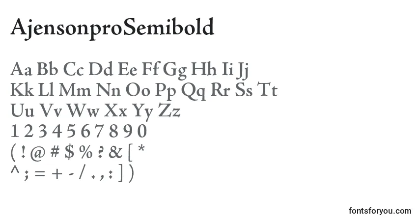 Czcionka AjensonproSemibold – alfabet, cyfry, specjalne znaki