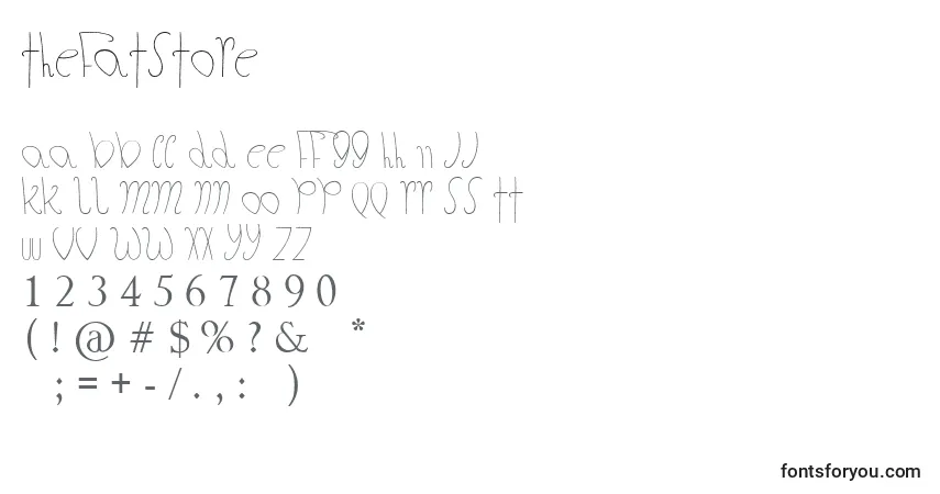 Czcionka TheFatStore – alfabet, cyfry, specjalne znaki