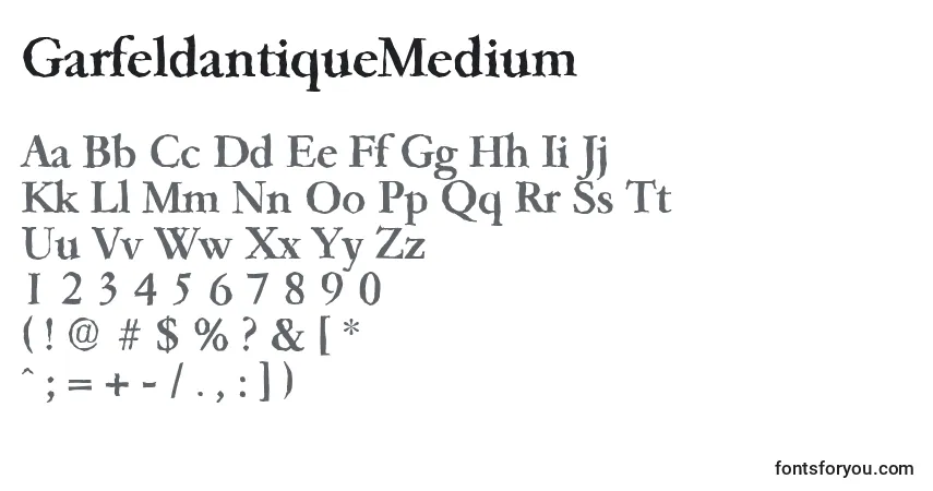 A fonte GarfeldantiqueMedium – alfabeto, números, caracteres especiais