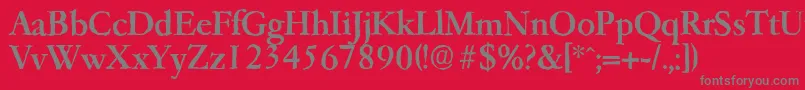 フォントGarfeldantiqueMedium – 赤い背景に灰色の文字