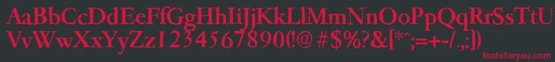 フォントGarfeldantiqueMedium – 黒い背景に赤い文字