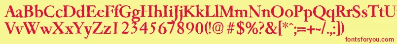 GarfeldantiqueMedium Font – Red Fonts on Yellow Background