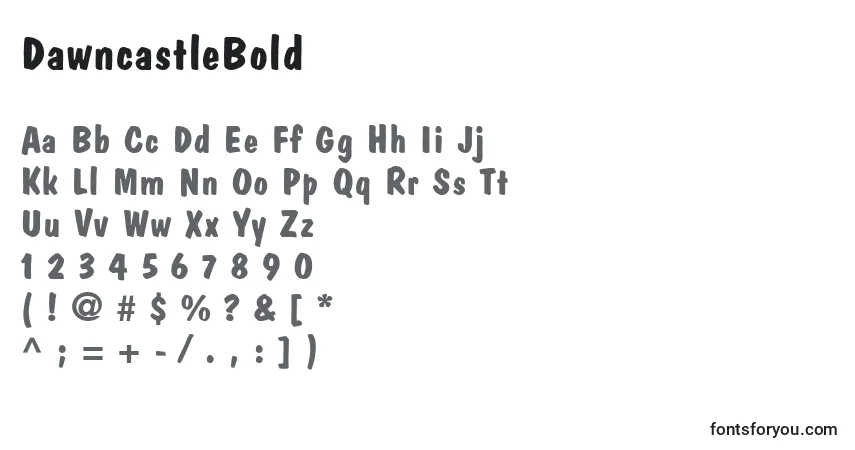 Czcionka DawncastleBold – alfabet, cyfry, specjalne znaki