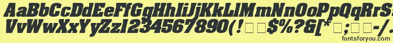 Fonte AaronboldexpdItalic – fontes pretas em um fundo amarelo