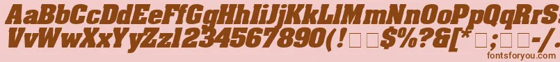 AaronboldexpdItalic-fontti – ruskeat fontit vaaleanpunaisella taustalla