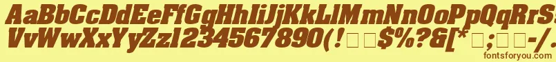 Fonte AaronboldexpdItalic – fontes marrons em um fundo amarelo