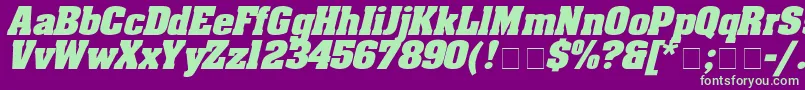 AaronboldexpdItalic-Schriftart – Grüne Schriften auf violettem Hintergrund