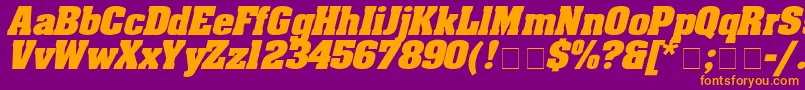 AaronboldexpdItalic-Schriftart – Orangefarbene Schriften auf violettem Hintergrund