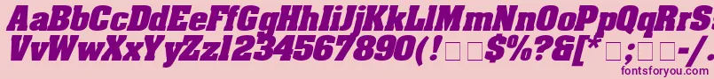 Czcionka AaronboldexpdItalic – fioletowe czcionki na różowym tle