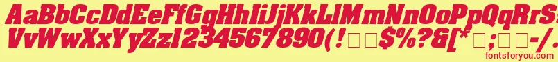 Czcionka AaronboldexpdItalic – czerwone czcionki na żółtym tle