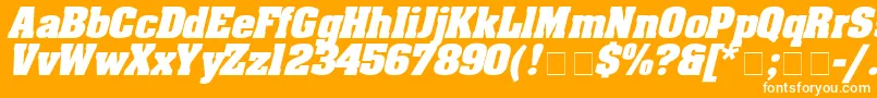 Czcionka AaronboldexpdItalic – białe czcionki na pomarańczowym tle